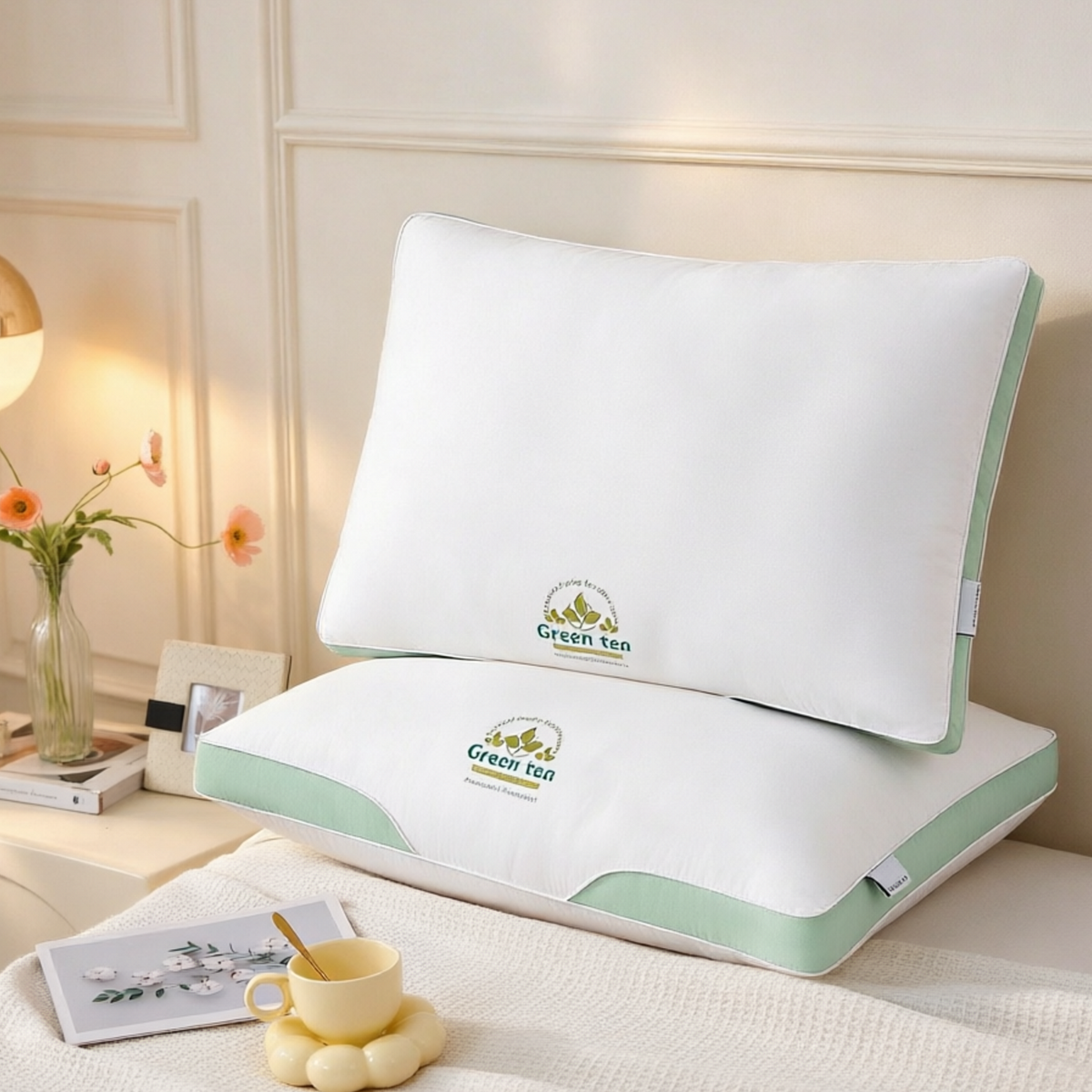 Green Tea Microcapsule Pillow, Scent Release Pillow, Aromatherapy Sleep Pillow